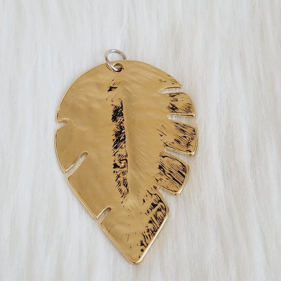 RHinestone Leaf Pendant Multicolor Statement Shiny Gold Tone Metal 13155 - Picture 5 of 8